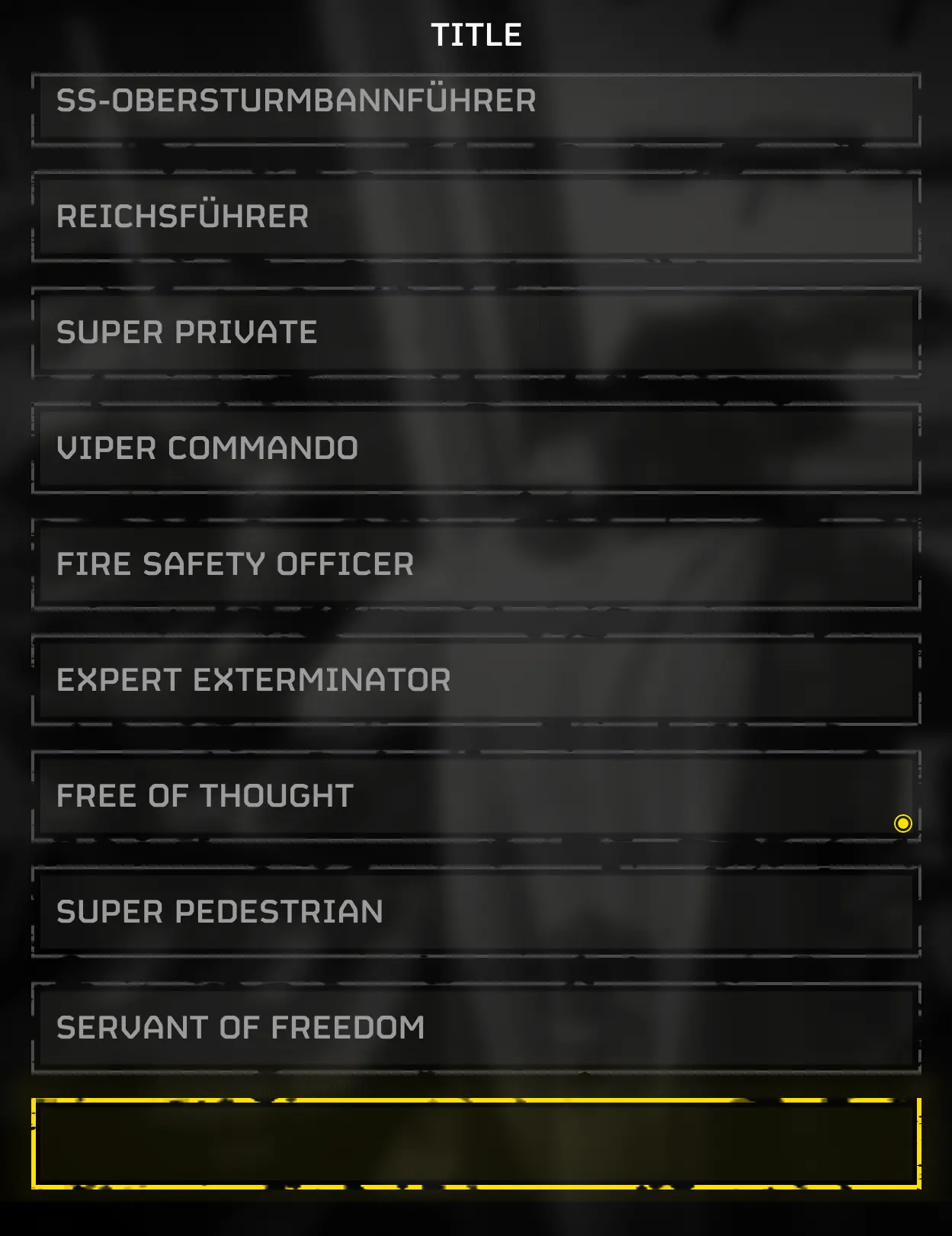 Wolfenstein Player Titles - Bad guys Version