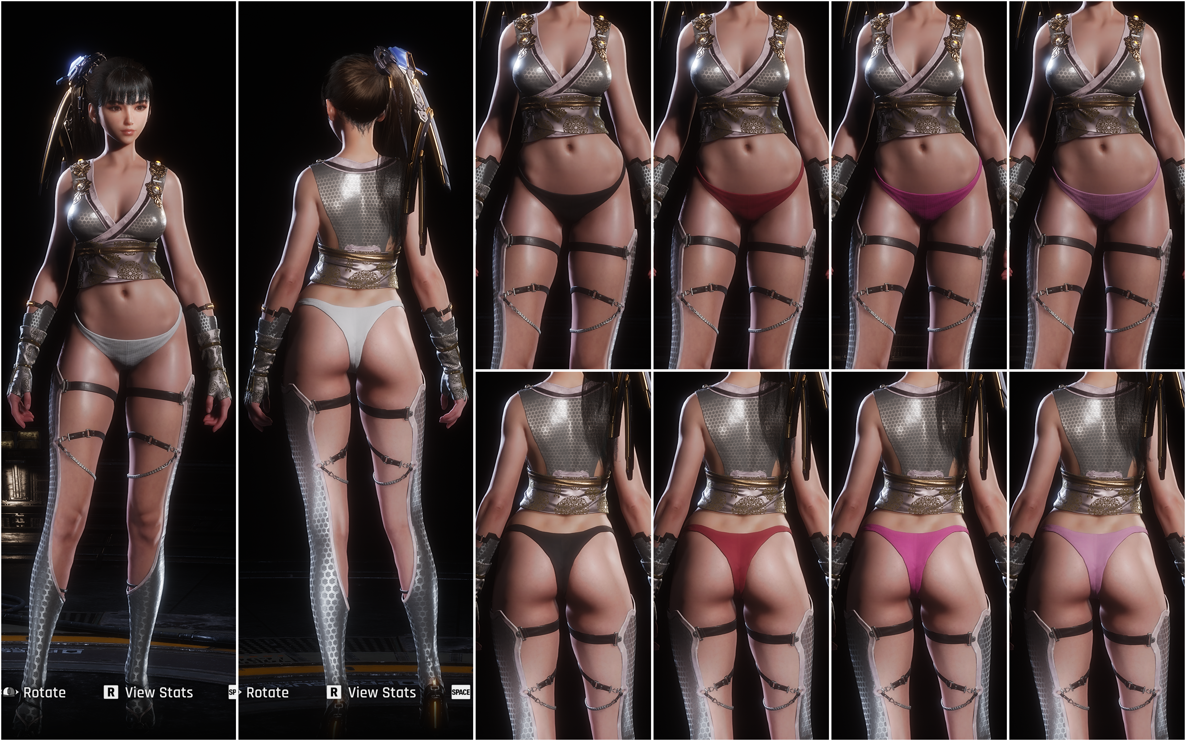 Black/White Kunoichi - skimpier + panty color mod