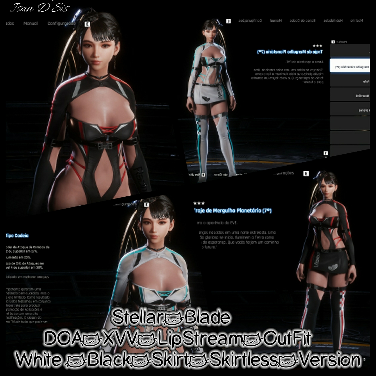 DOA XVV Lipstream Outifit White and Black + Skirtless version