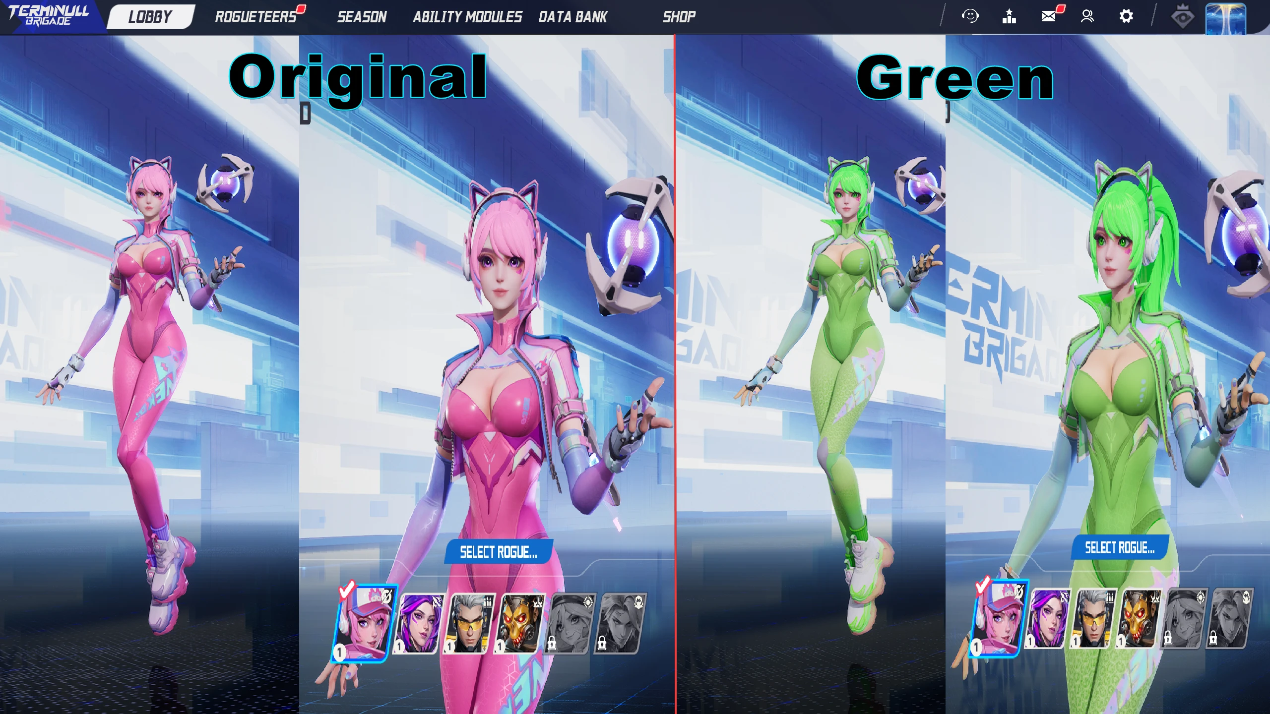 No pats with Original and Green Heroine Default Skin