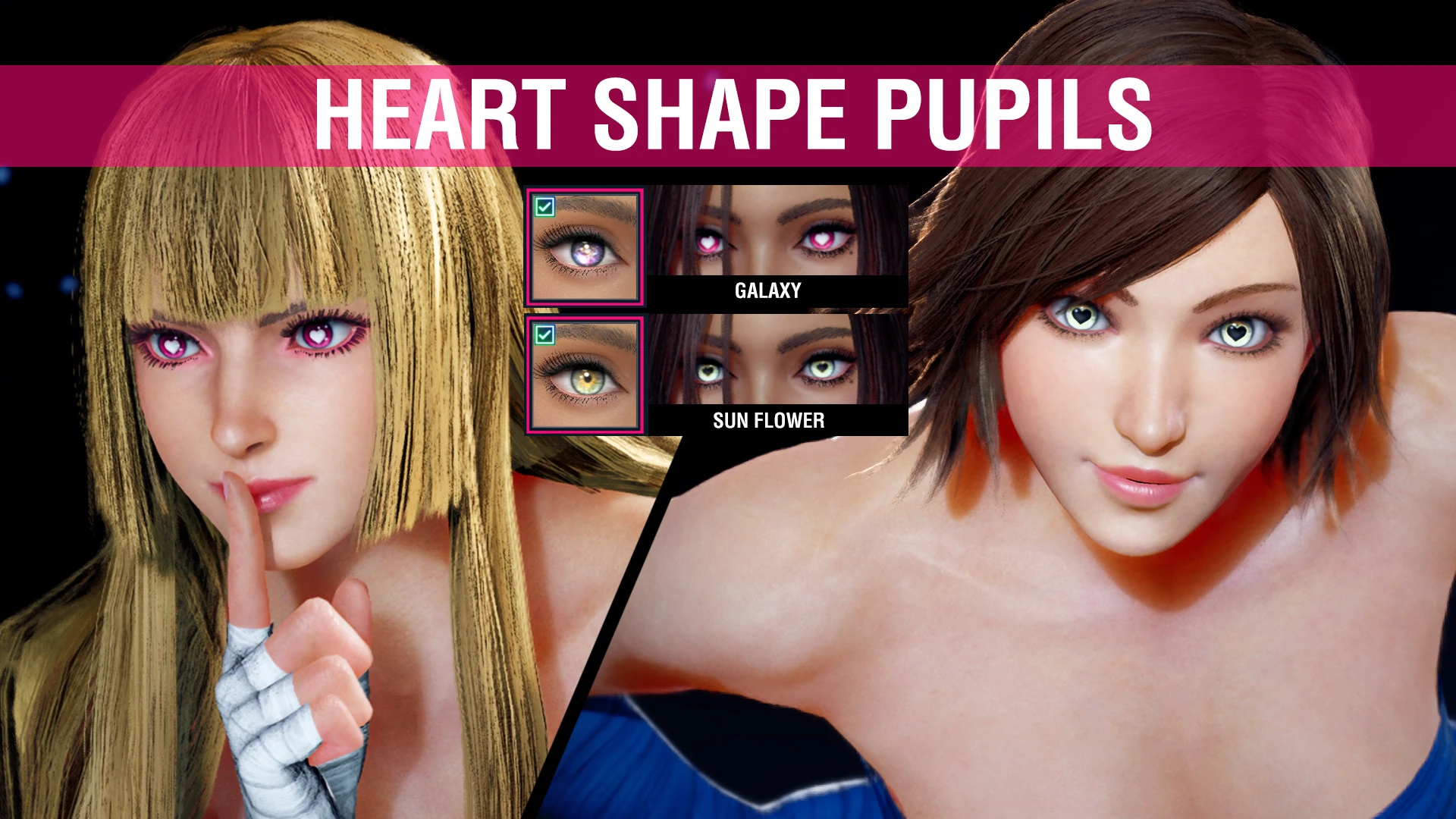Heart shape pupils