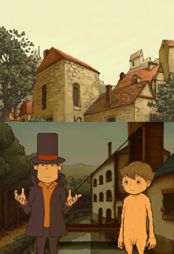 Professor Layton and the Curious Village - Nude Layton and Luke