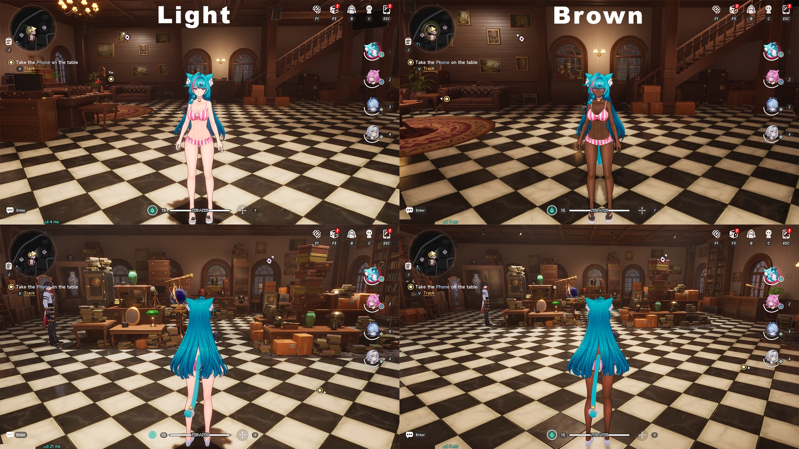 Mint Regular Outfit Replaced with Swimsuit Skin (+ Brown Skin Variant)