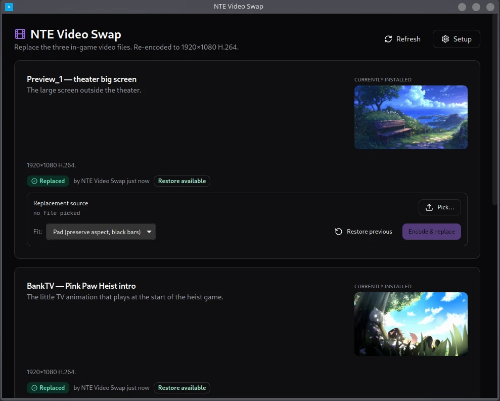 NTE Video Swap Mod Preview Image
