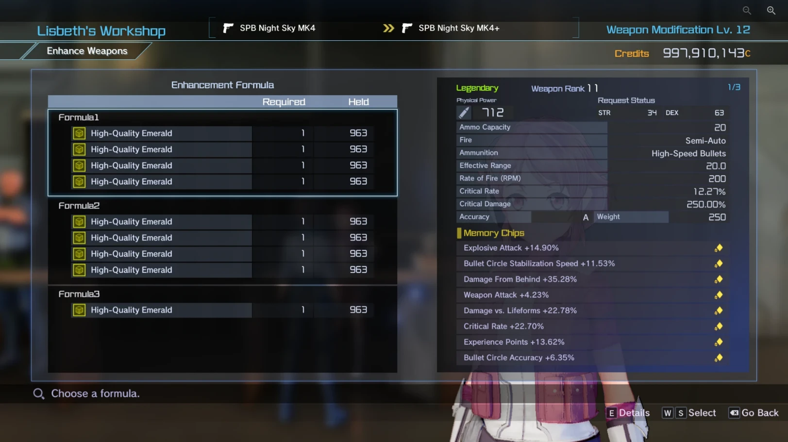 Easier Weapon Recipe Enhancer though Lisbeth