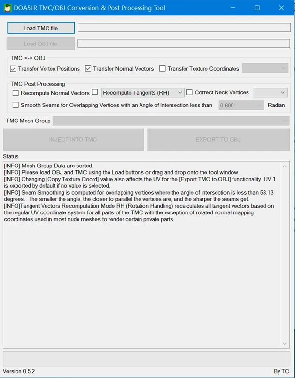 TMC-OBJ Conversion and Post Processing Tool