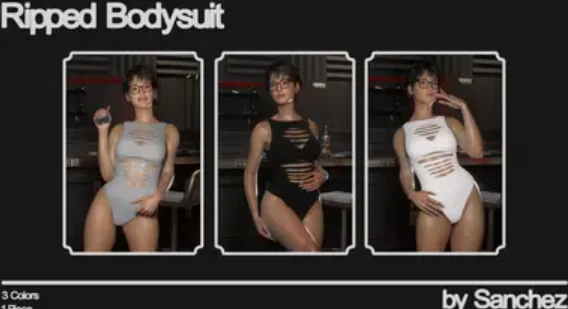 ripped bodysuit and bra Sancheeezzz