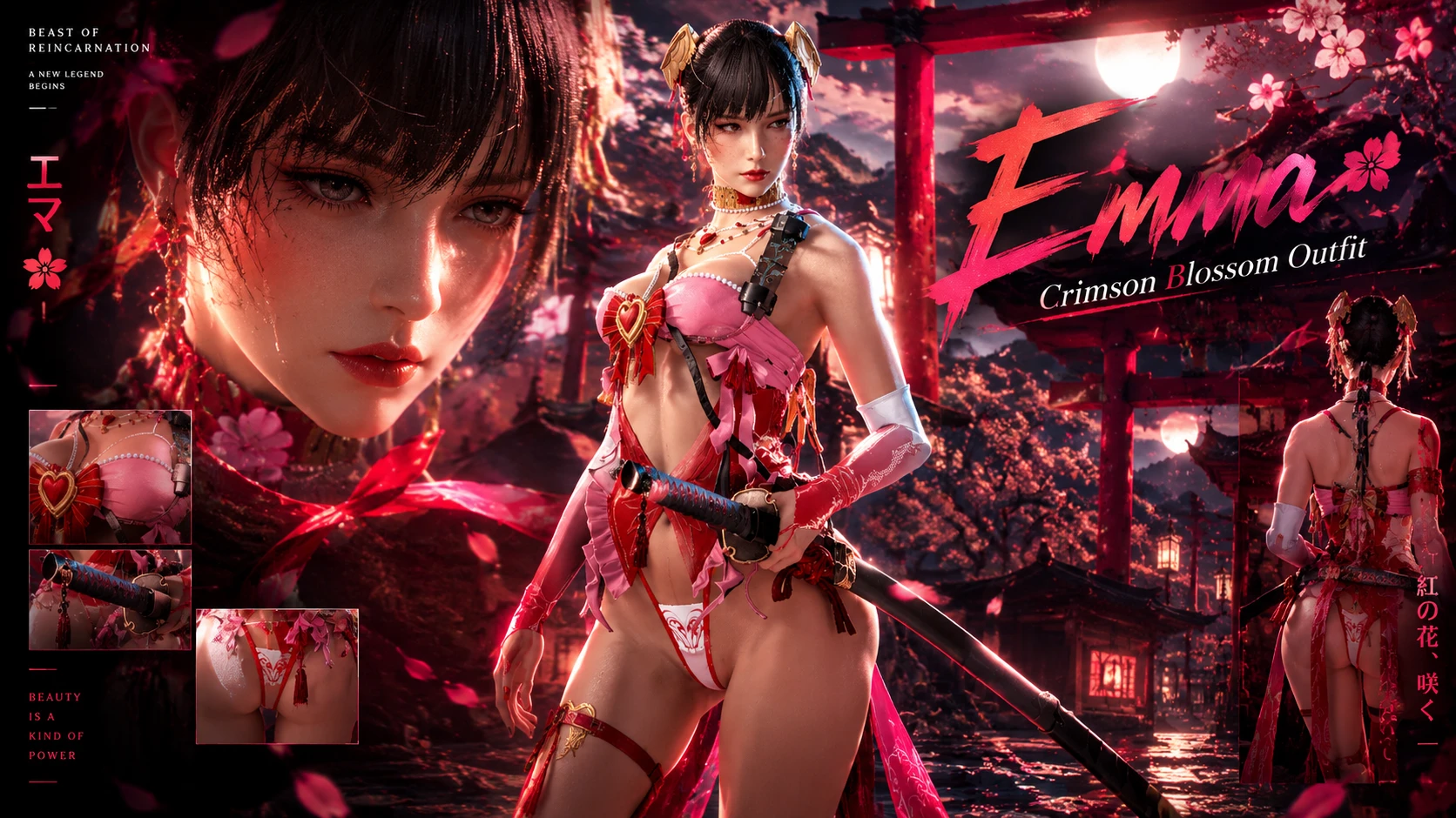 Emma Crimson Blossom Outfit Mod
