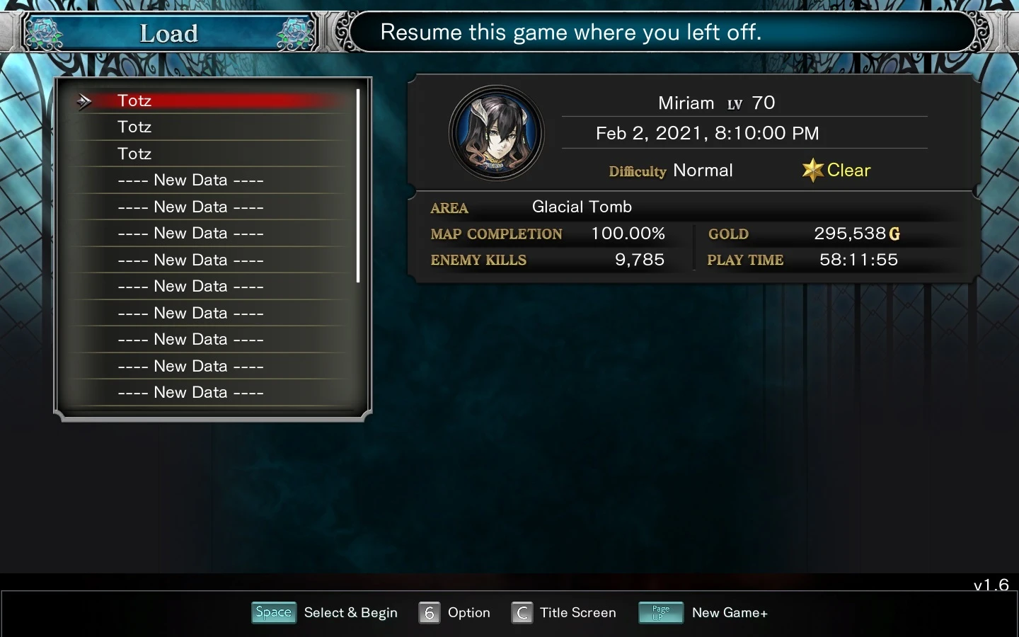 Bloodstained RotN Saves Mod