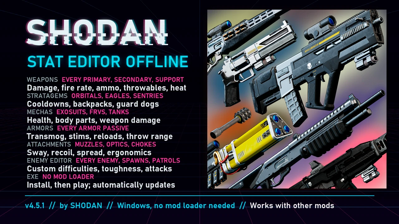 Total Arsenal Overhaul preset for Shodan Editor - Mod for Helldivers 2 ...